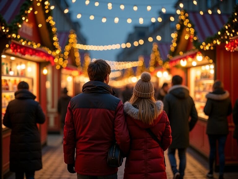 Familie românească la piața de Crăciun din Londra sub lumini festive