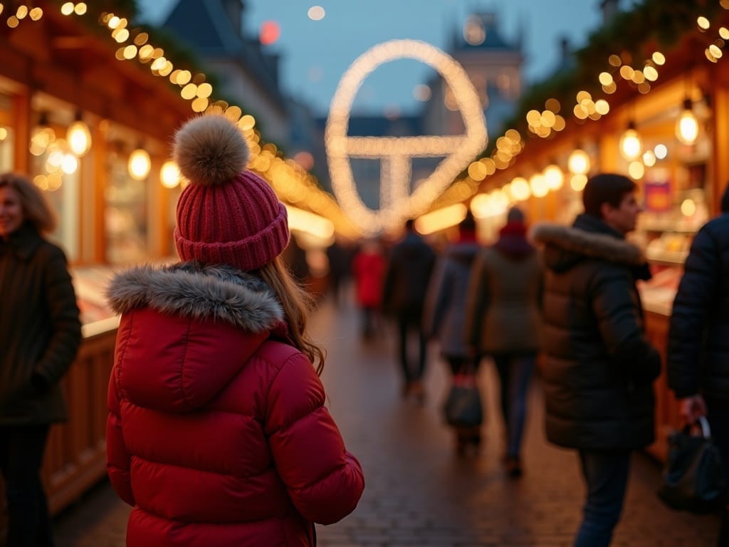 Familie românească vizitând un târg de Crăciun în Regatul Unit, plătind ETA în siguranță