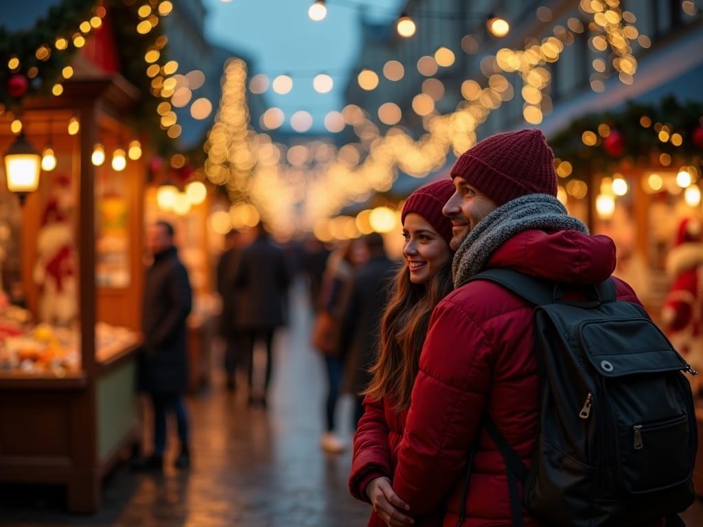 Familie de români vizitează un târg de Crăciun în Marea Britanie, se bucură de lumini festive și cumpărături Tax-Free